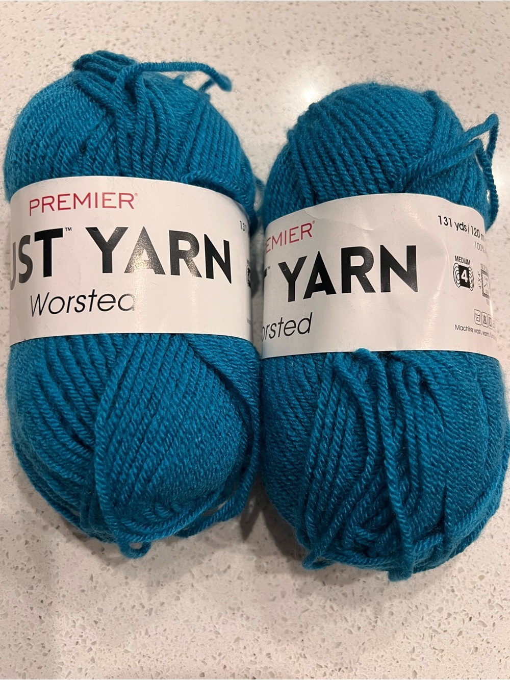 Premier Just Yarn Worsted Teal / Turquoise Acrylic Yarn - Lot of (2) Skeins